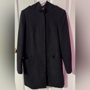 Babaton Classic Black Pea Coat With Hoodie